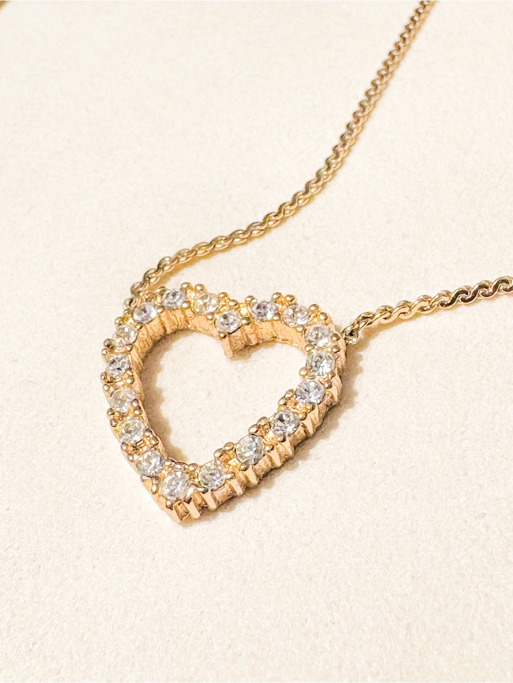Christian Dior Vintage Crystal Heart Necklace